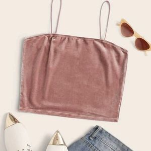 Pink velvet tank